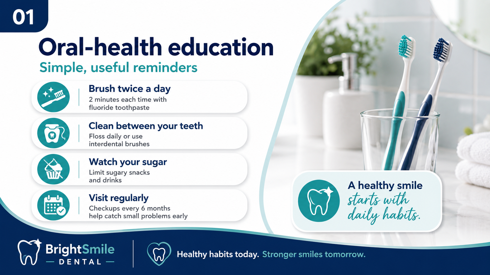 BrightSmile Dental oral-health education sample slide